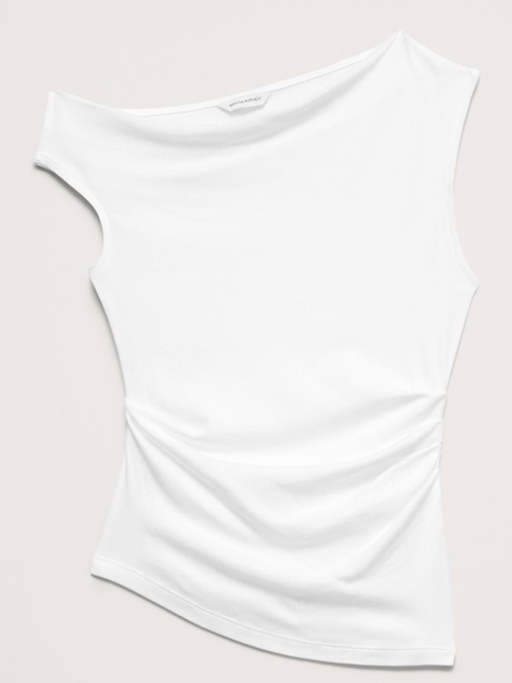 Banana Republic White Asymmetric Ruched Tank